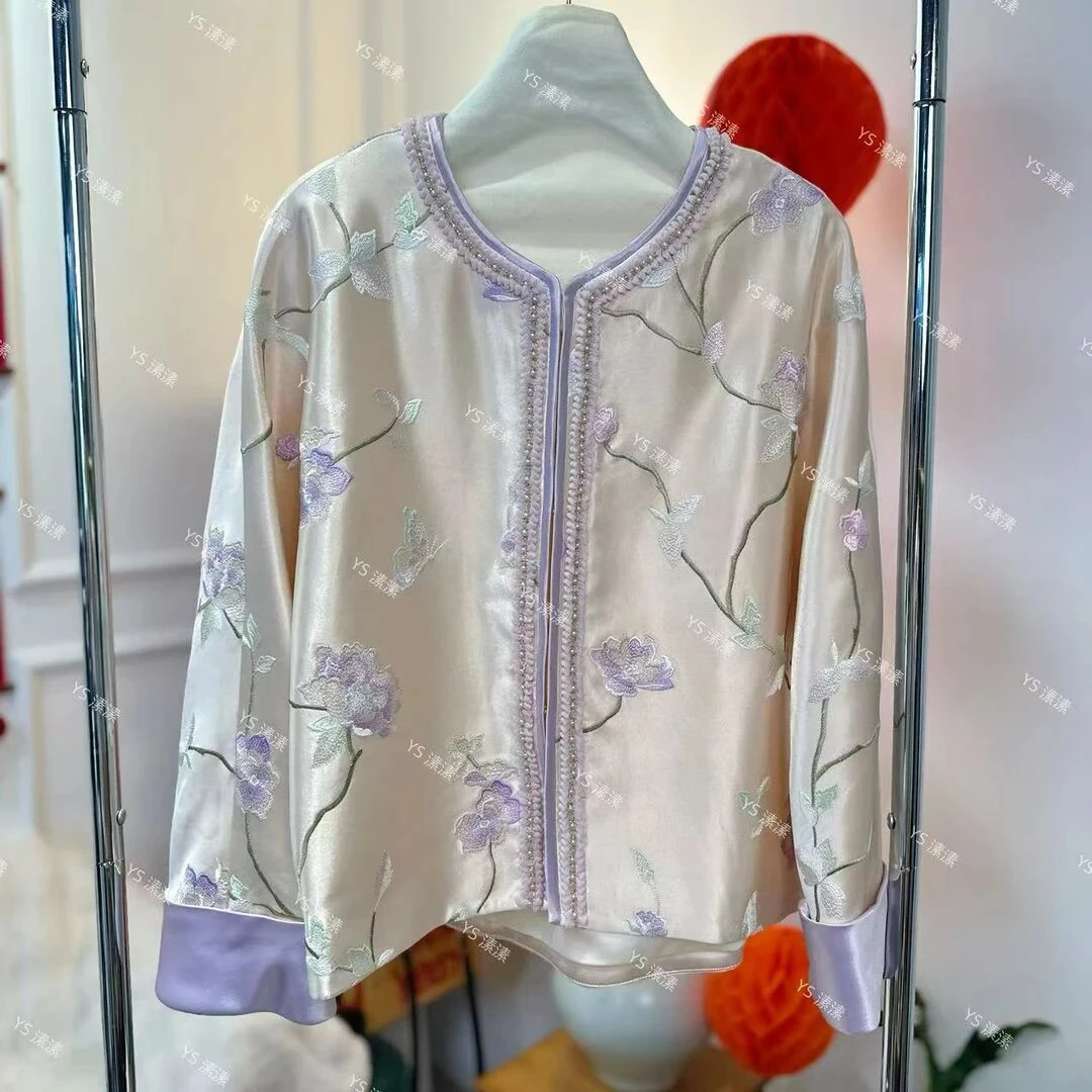 【芬芳】新中式醋酸绣花轻奢秋冬薄款显瘦外套
