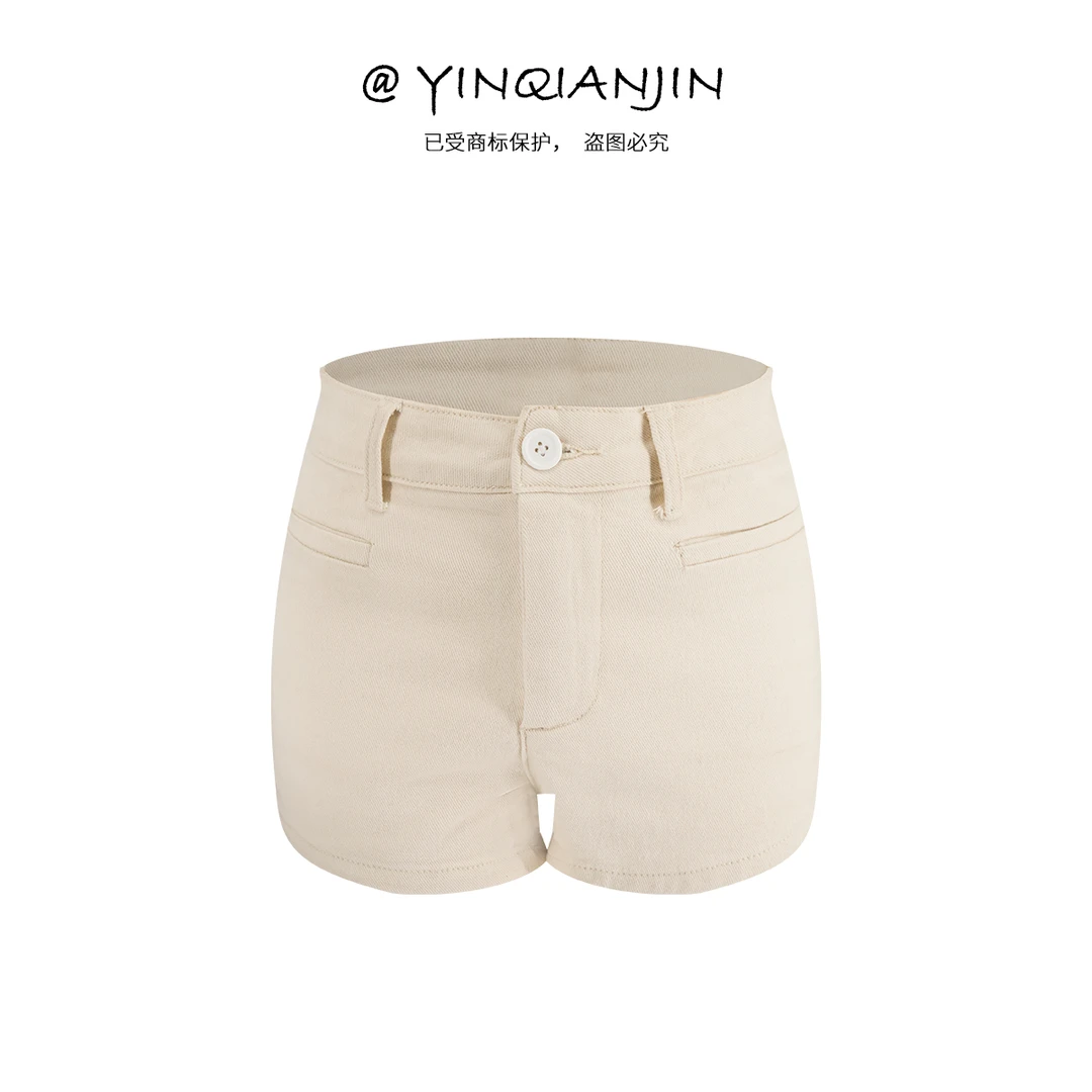 *尹千金*【韩模感】身材作弊神器 细腰翘臀白色短裤K255190显瘦