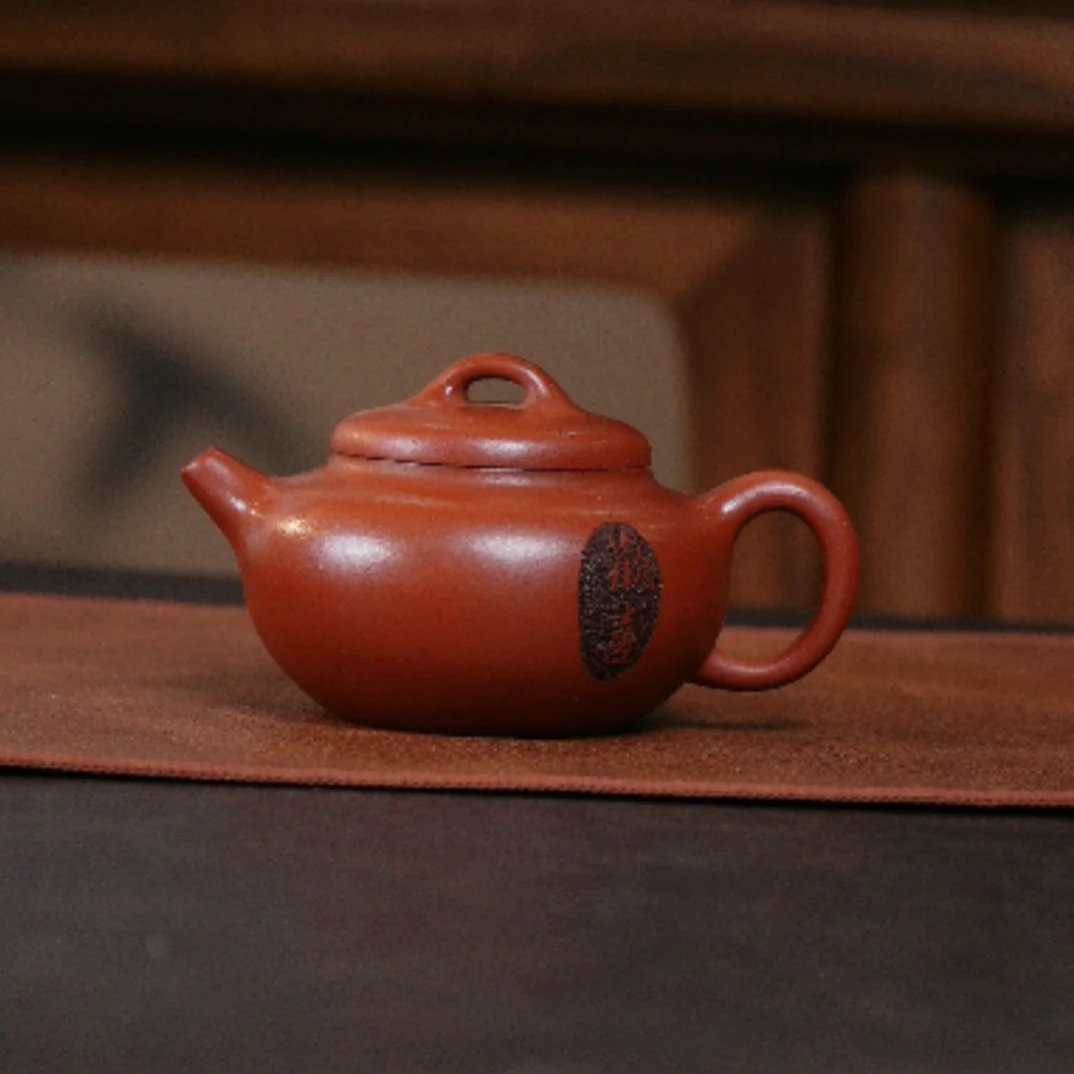 宜兴原矿紫砂壶 欢喜 手工制作 原矿红皮龙150cc