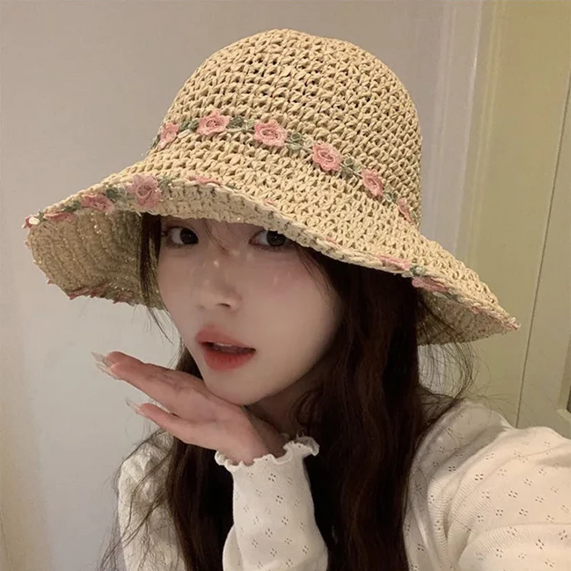 沙滩草帽ins泫雅风可折叠夏季出游度假沙滩遮阳防晒百搭显脸小