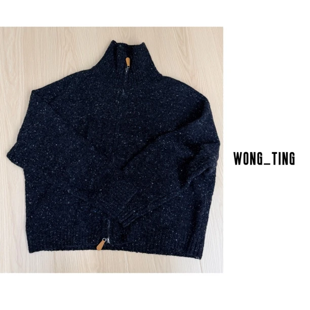 wong_ting小众设计师雪花地双拉链绵羊毛开衫11039