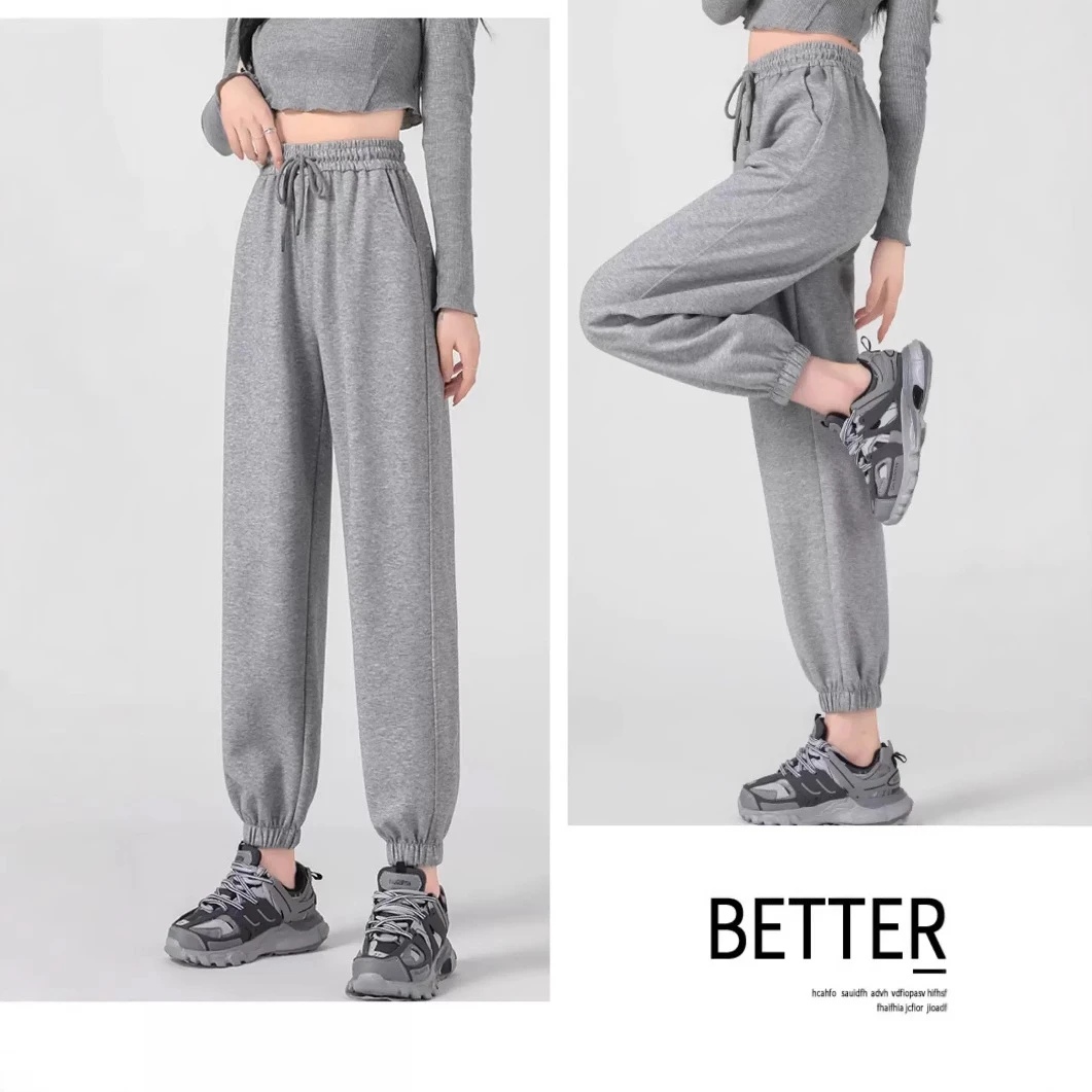 儿童裤子2025女童春秋新品2320-2321净色款中大童韩版收口卫裤