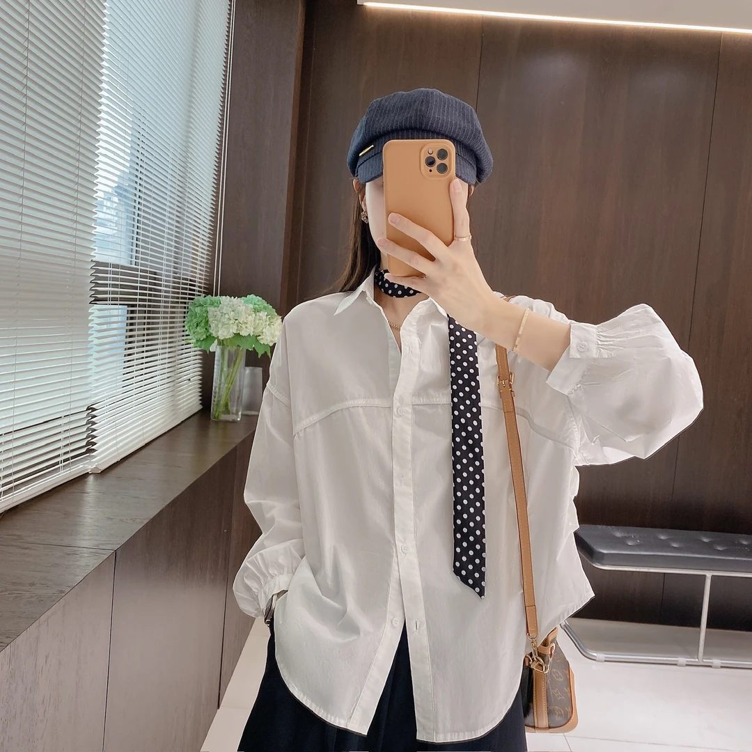 IMFLY金小金自制女装 衬衫DYW9771早秋气质韩版波点飘带衬衣外套