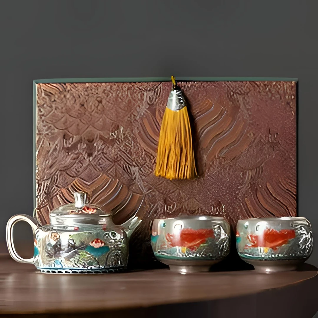 H0180-鱼藻纹汉瓦壶一壶两杯配流梳礼盒