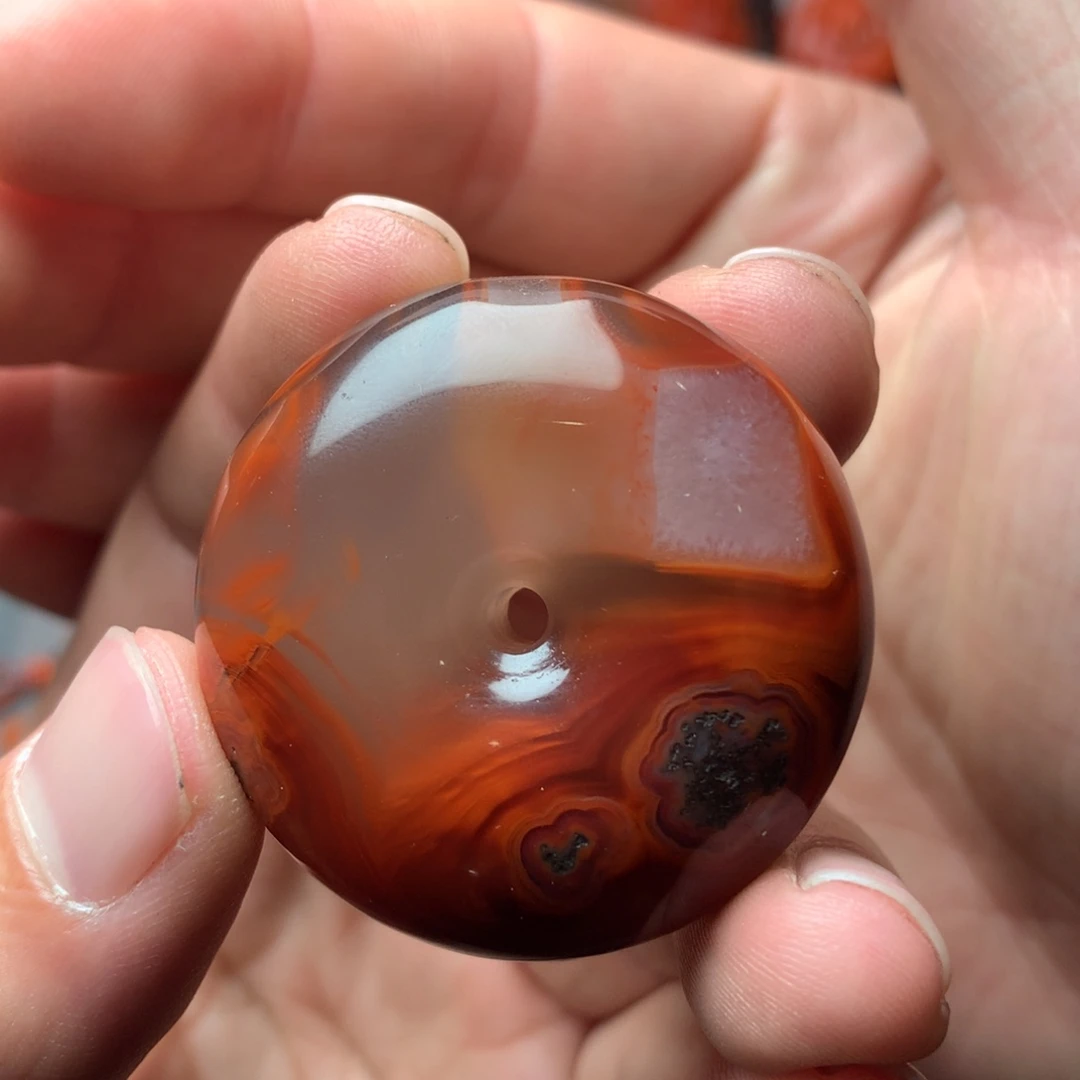 南红玛瑙未镶嵌1茶花翎老南红平安扣