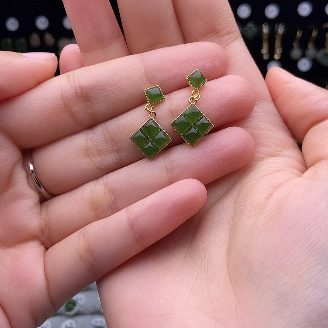 和田玉（碧玉）银S925镶嵌吊坠(不含链)