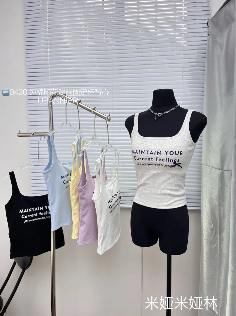 420洋气字母蝴蝶结设计吊带背心女外穿小众甜辣妹抹胸内衣