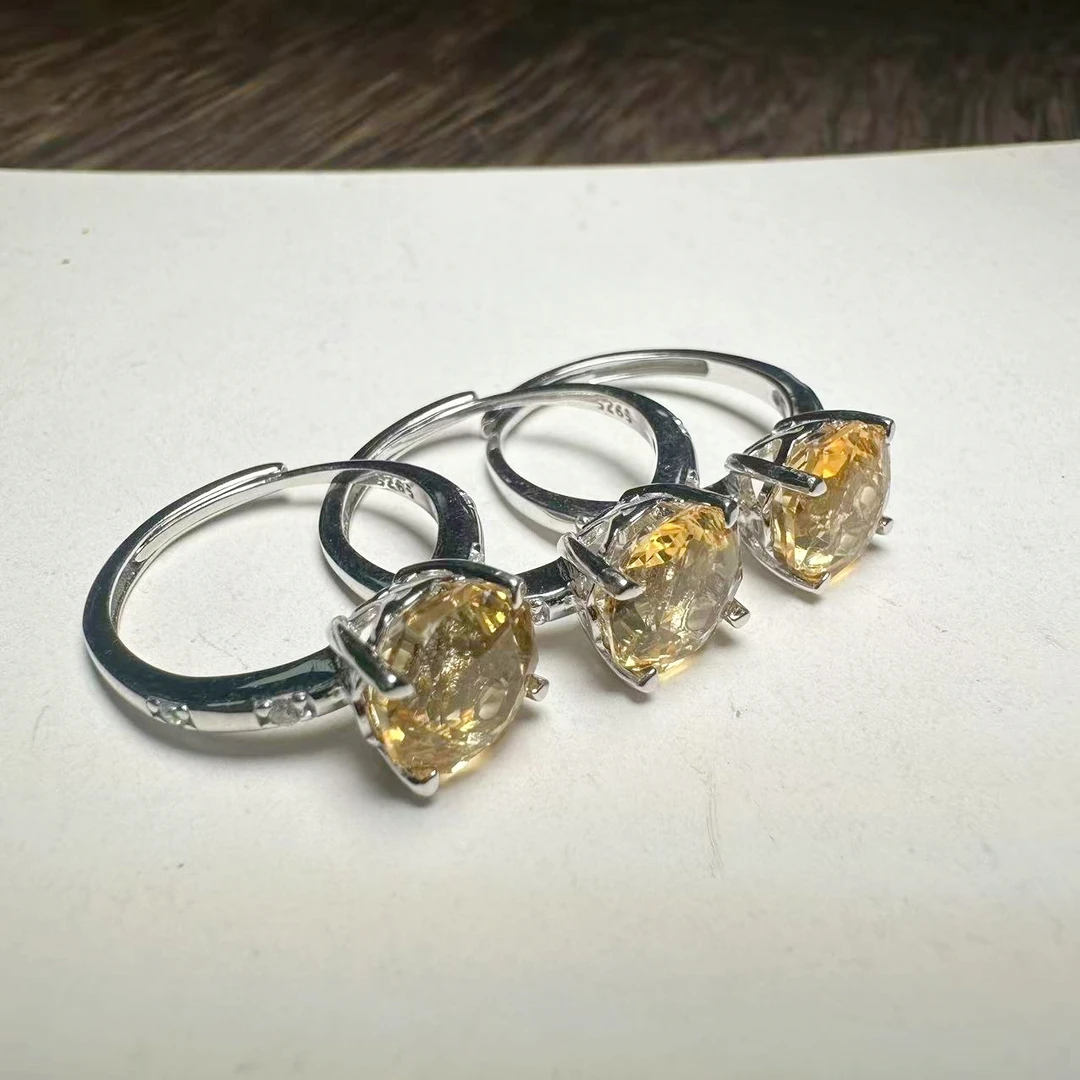 【书记甄选】天然黄水晶玫瑰切925戒指 多样性发一件 7295GY