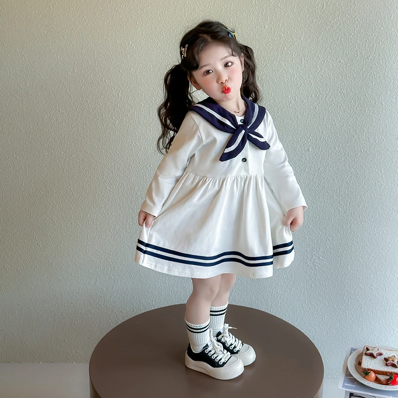 女童连衣裙2025新款宝宝网红洋气春装儿童休闲学院英伦风春季裙子