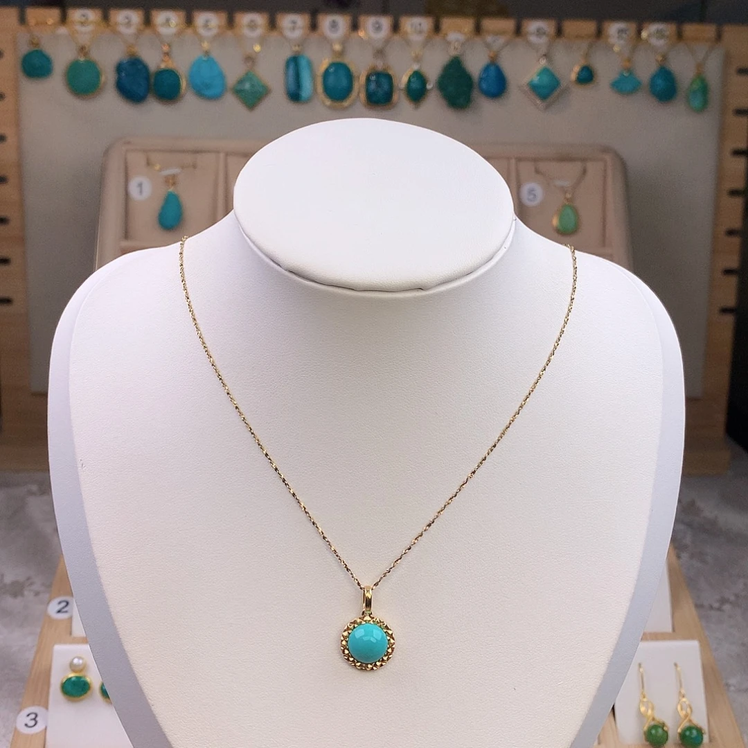 绿松石18K金镶嵌颈饰