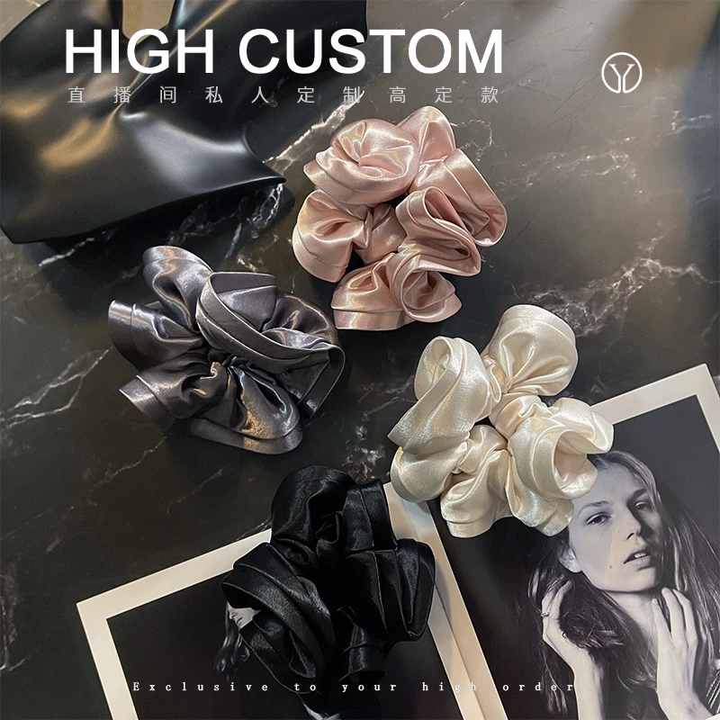 四色缎面荷叶边发圈