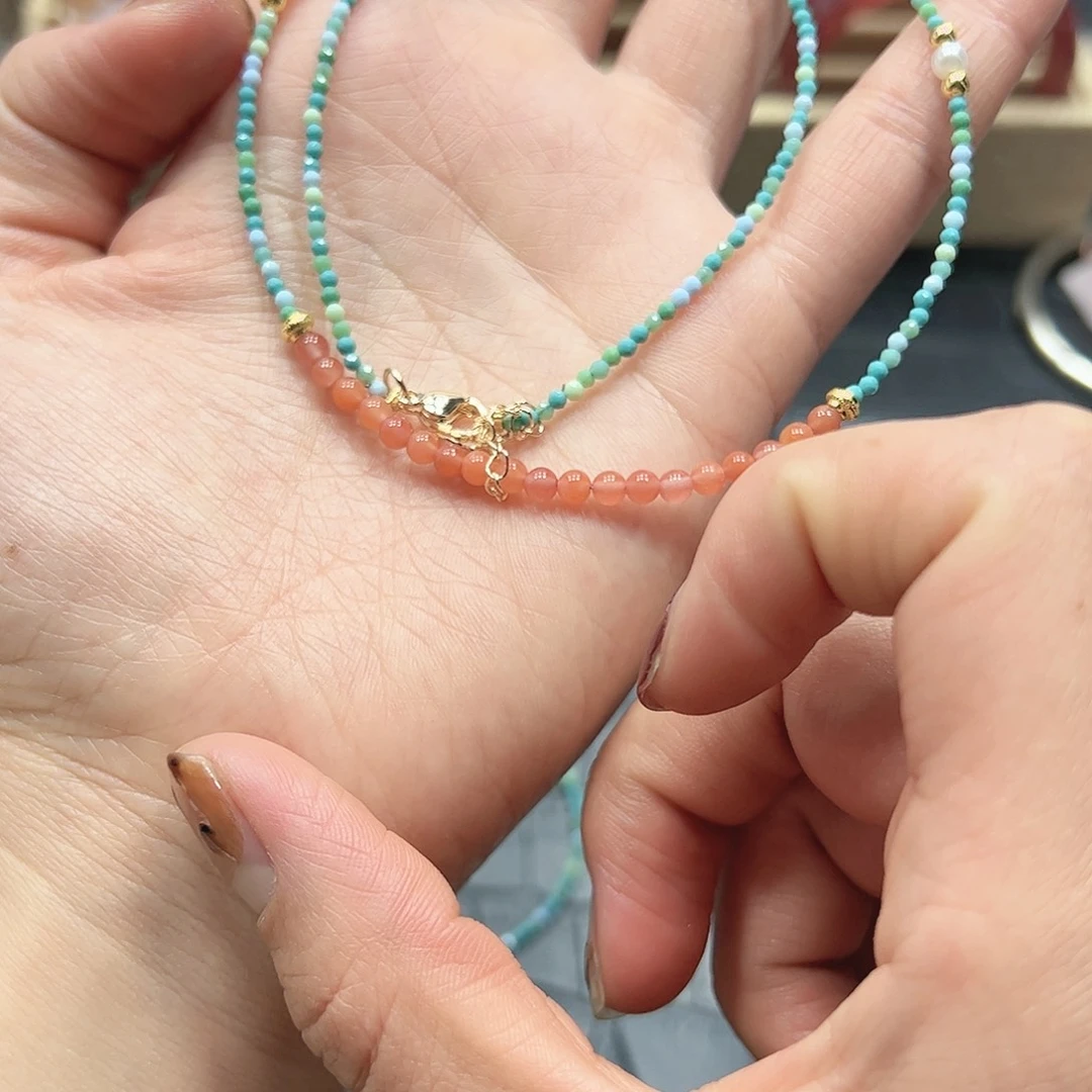 烟晶手链22K金镶嵌项链D776