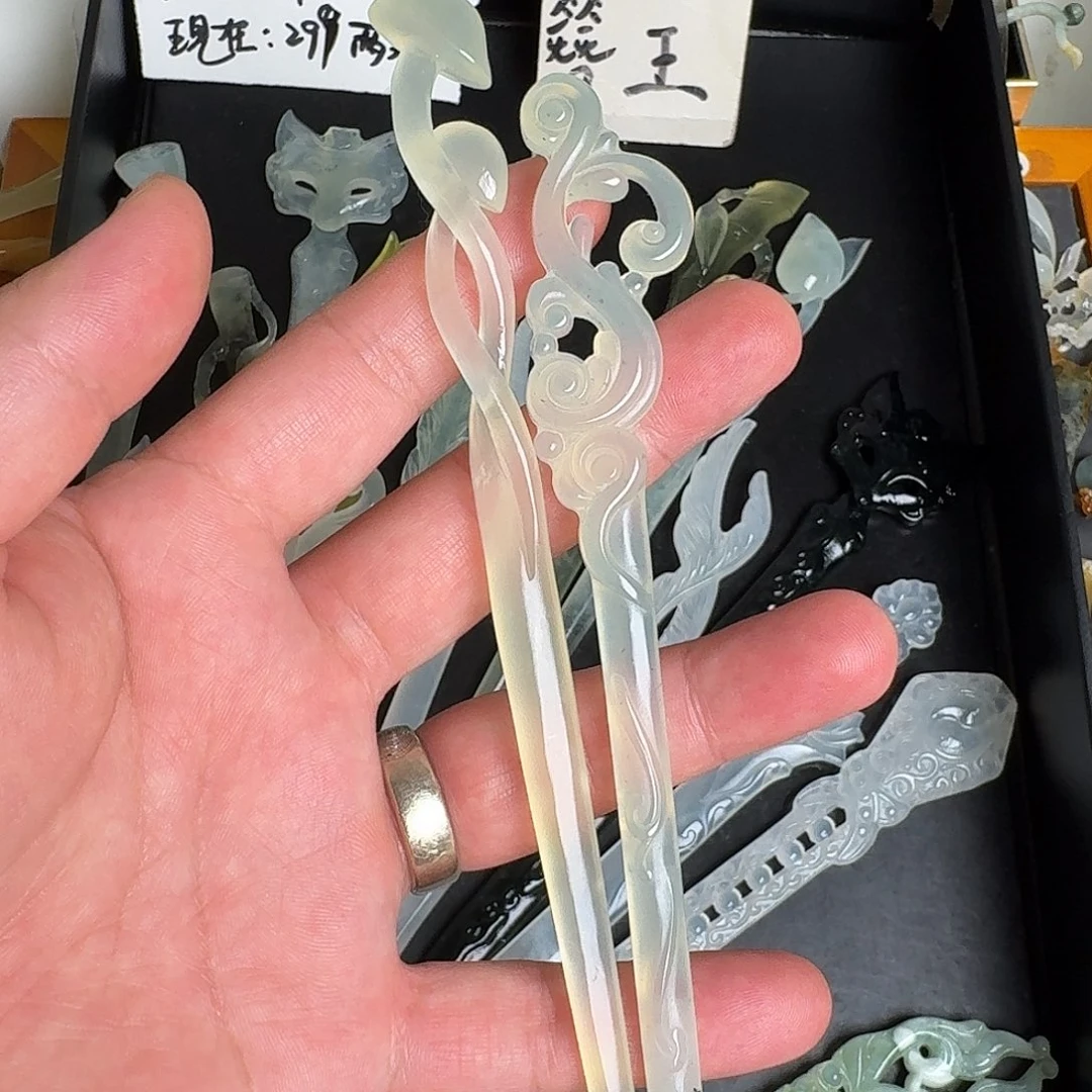 银***砂蛇纹石玉未镶嵌发饰