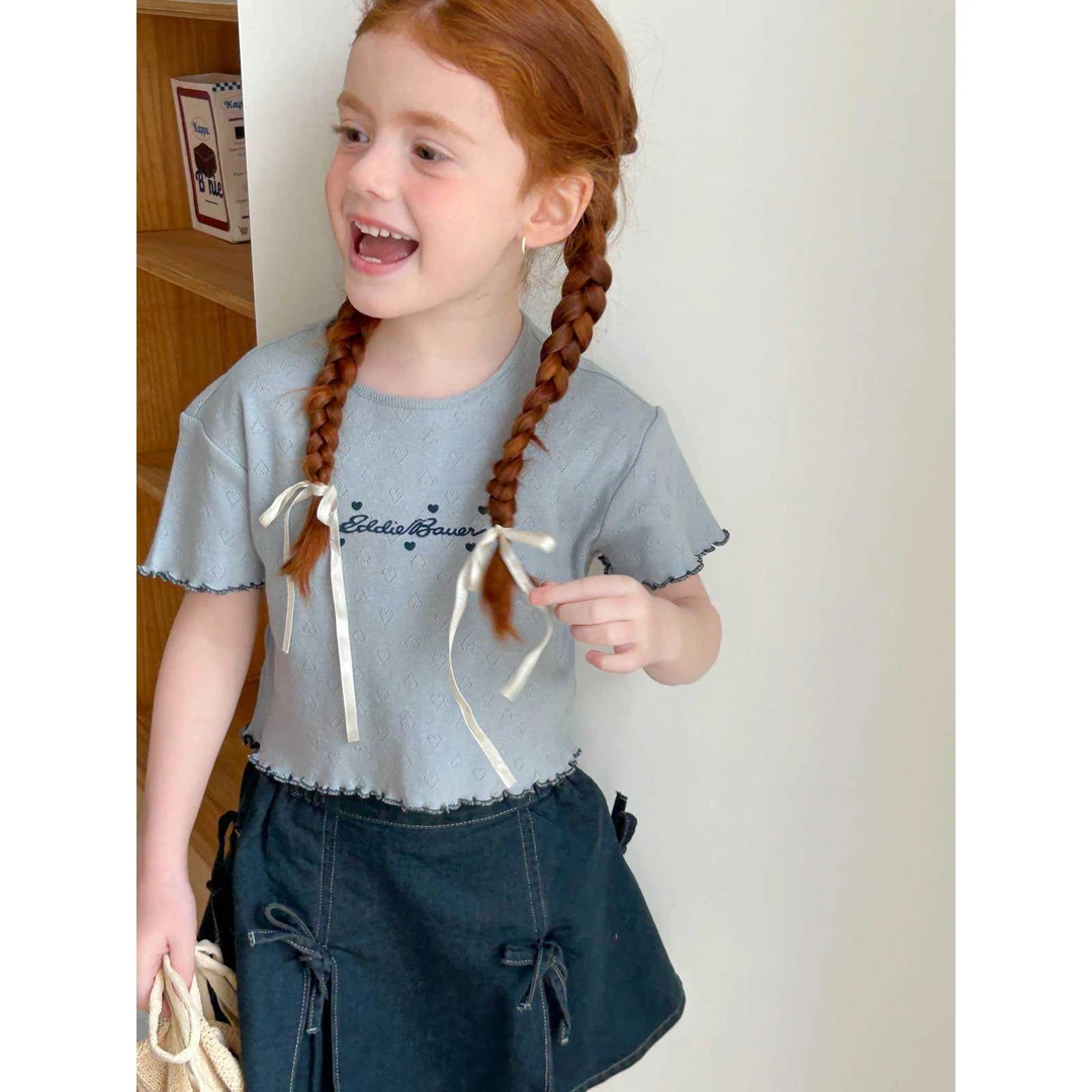 【现货】252-蜜桃汁童装2025季夏季新款女童字母密边短袖-57132多色