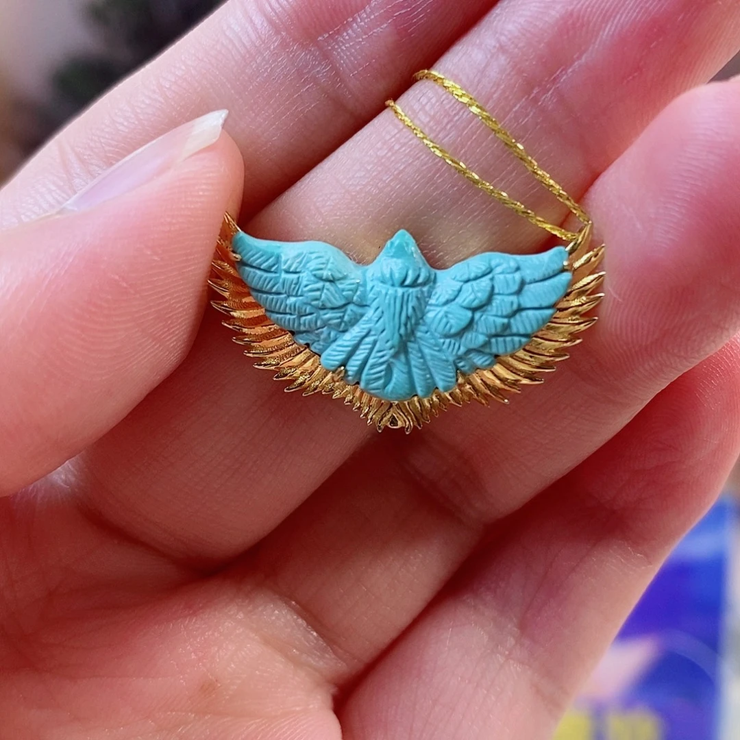 绿松石18K金镶嵌珠宝奇石