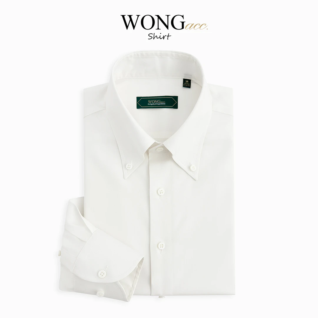 高定意式大尖领正装白衬衫高纱支牛津纺白色衬衣商务男士白色衬衫