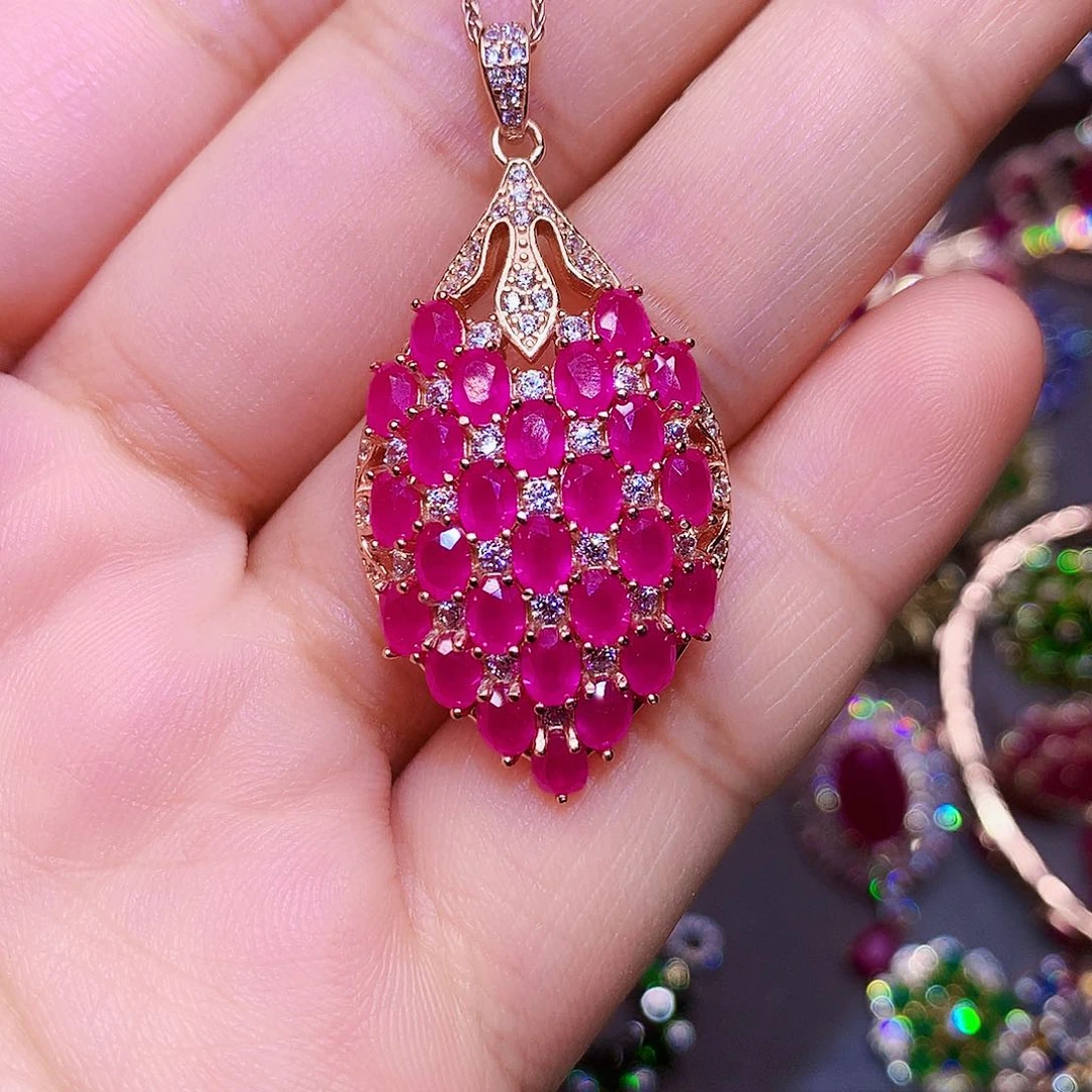 颈饰银S925镶嵌红宝石