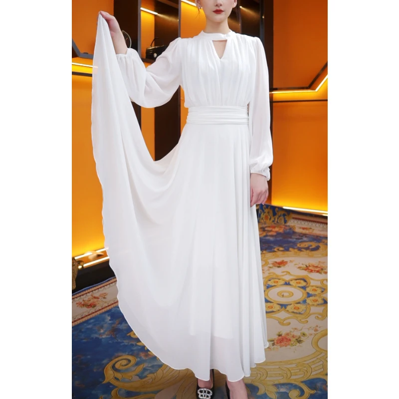 暖长裙夏季宴会树脂固色气质法式优雅长款短袖连衣裙1210