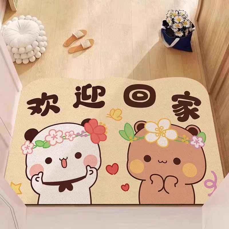 一二布布入户门地垫大门口进门可裁剪水硅藻泥垫家用玄关除尘地毯