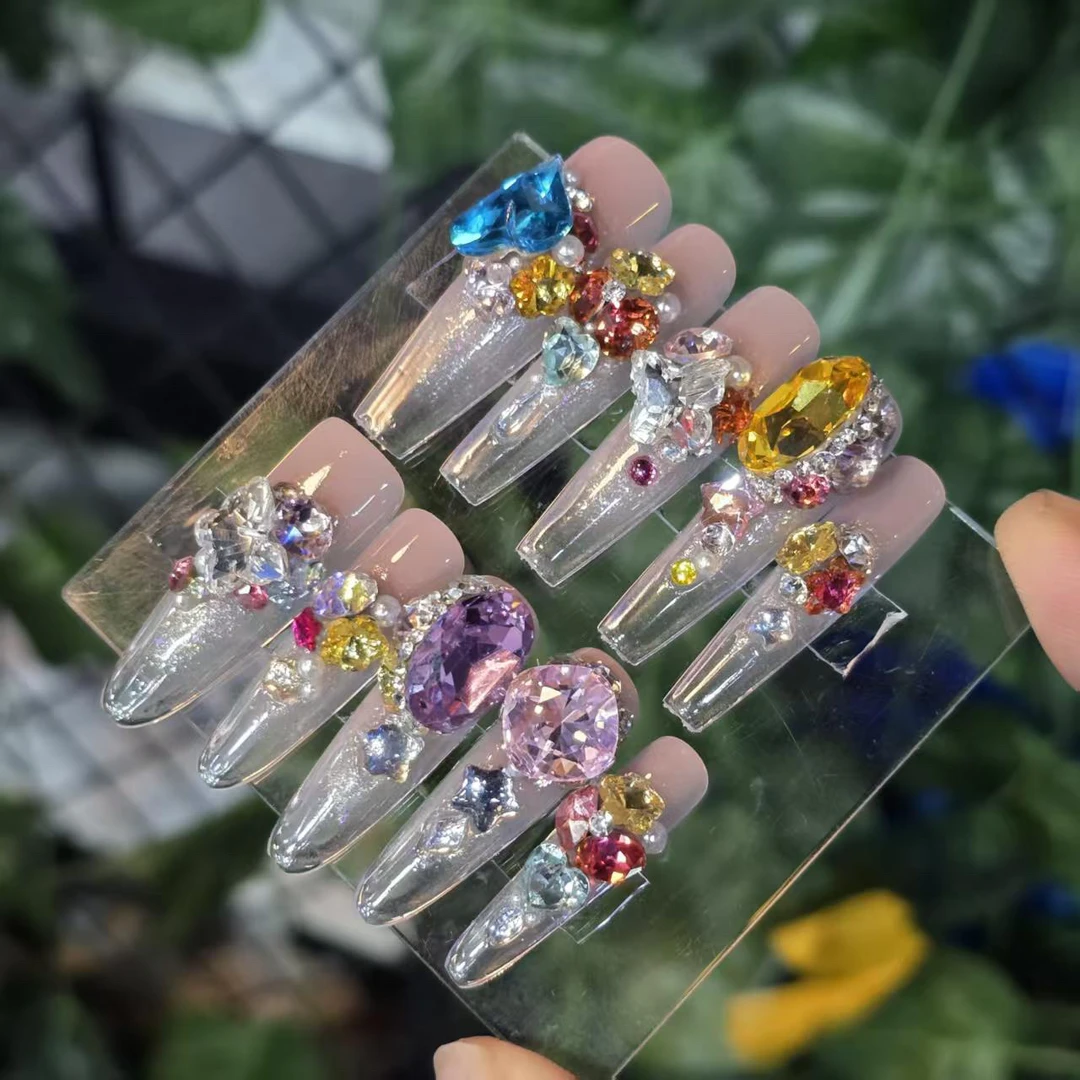 彩虹追月丶(奥捷+小钢珠+无缝隙)珠宝级丶手工穿戴甲