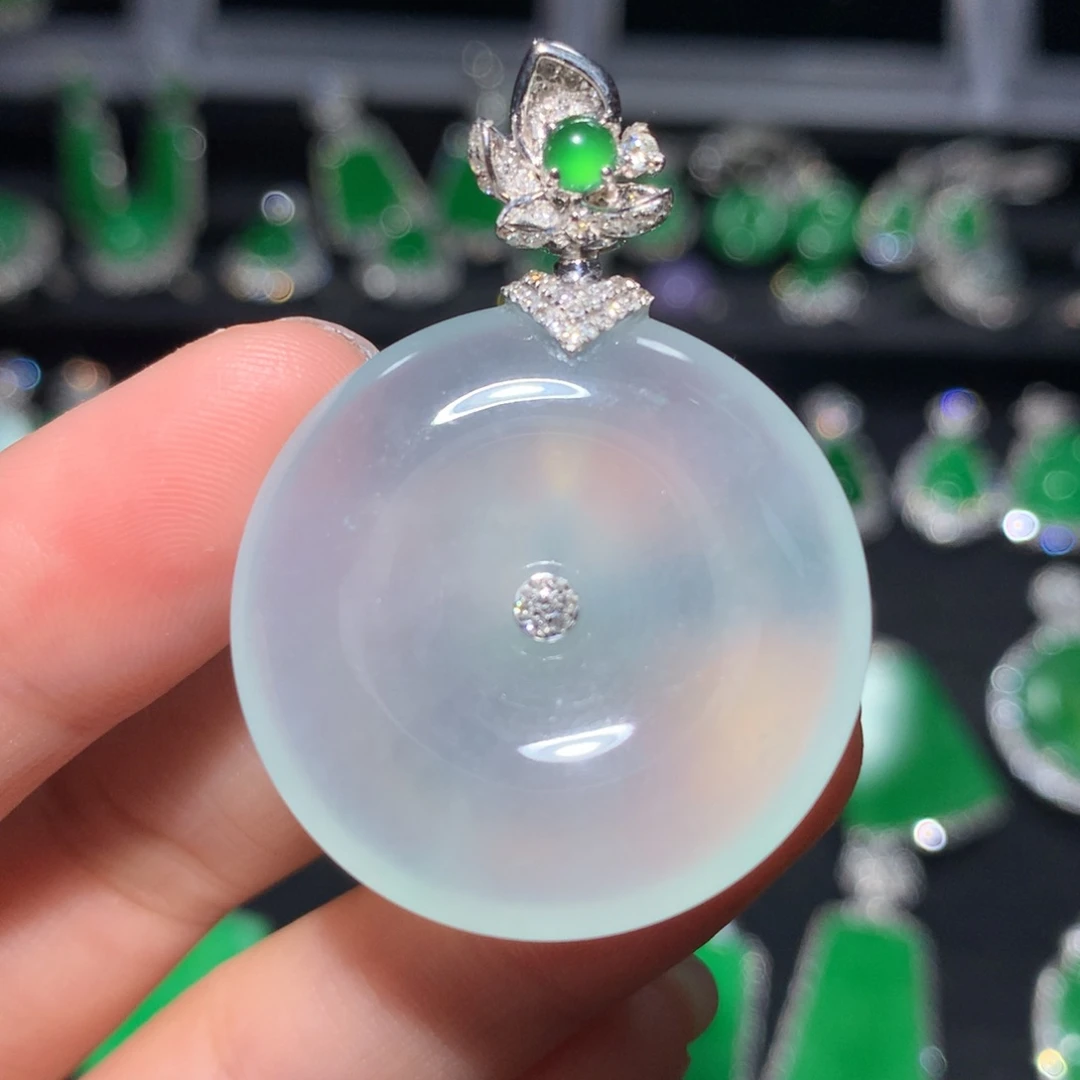 吊坠(不含链)18K金镶嵌翡翠翡翠