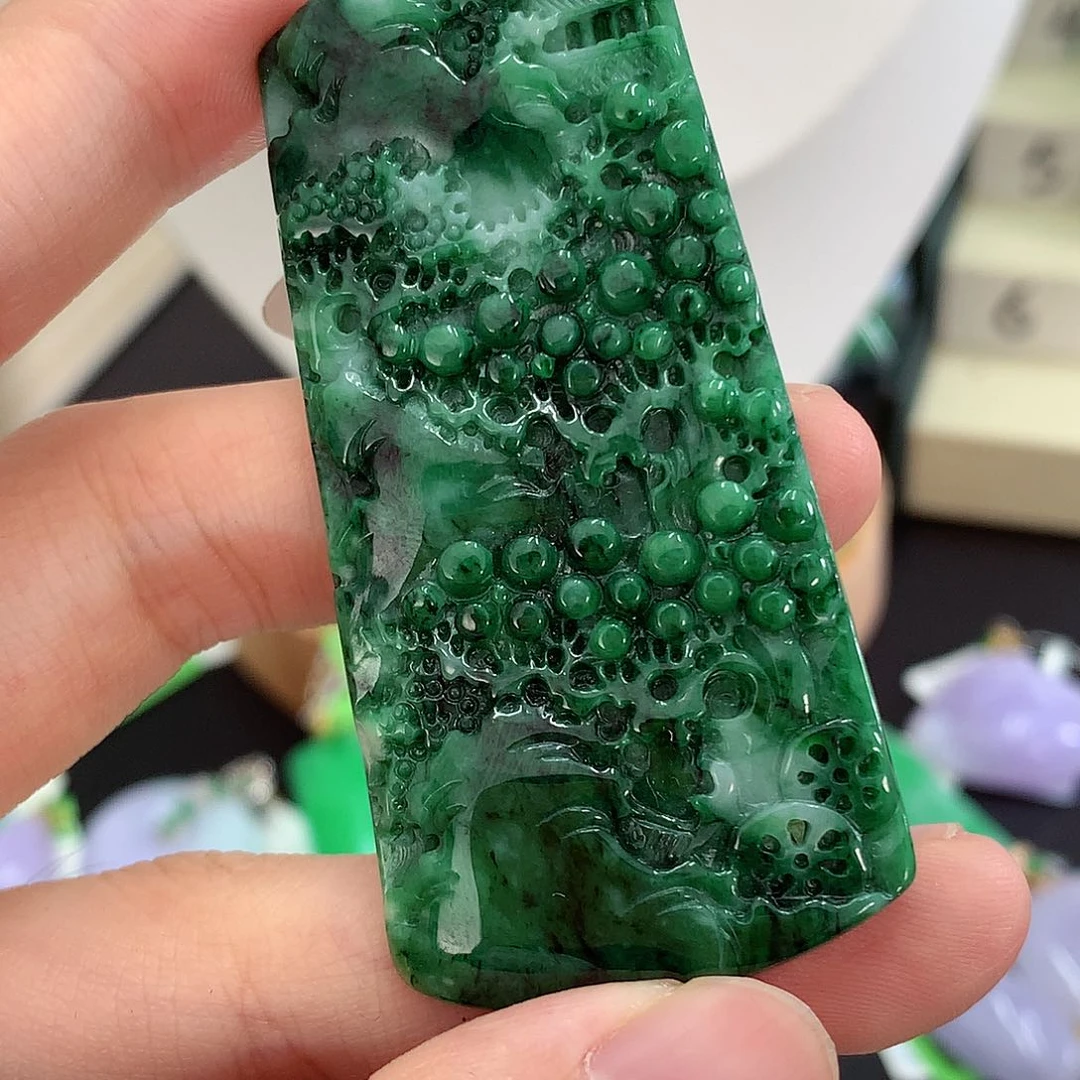 翡翠18K金镶嵌吊坠(不含链)