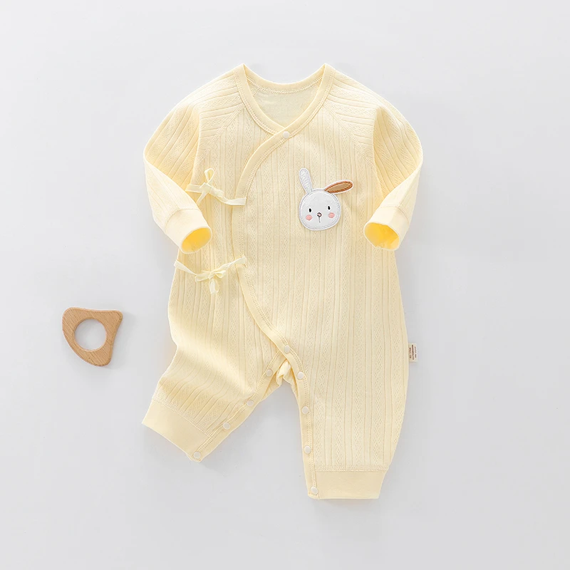 （新生儿）提花小兔 宝宝连体蝴蝶衣简约春夏薄款