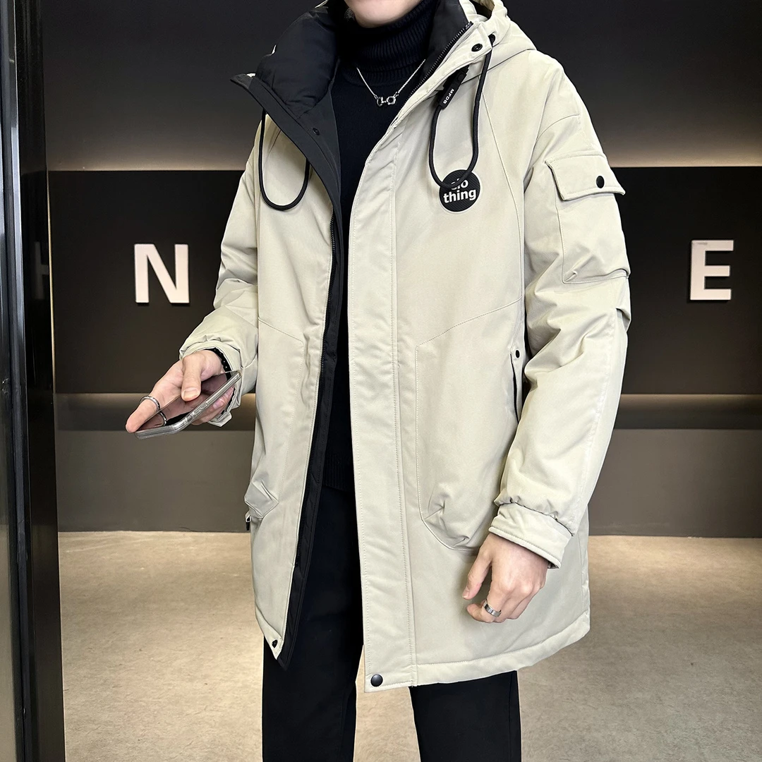 中长款羽绒服男士冬季2025新款潮牌高级感冬装加厚防寒服连帽外套