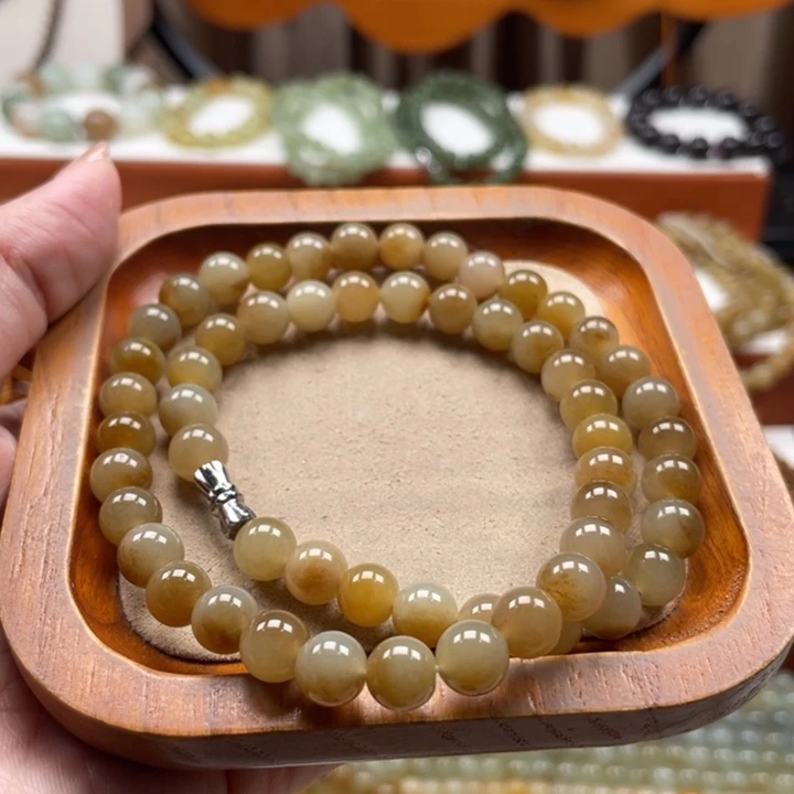 和田玉未镶嵌毛衣链珠串8mm