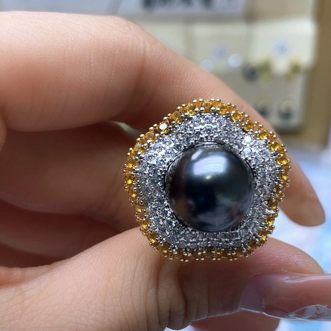 海水珍珠戒指银S925镶嵌