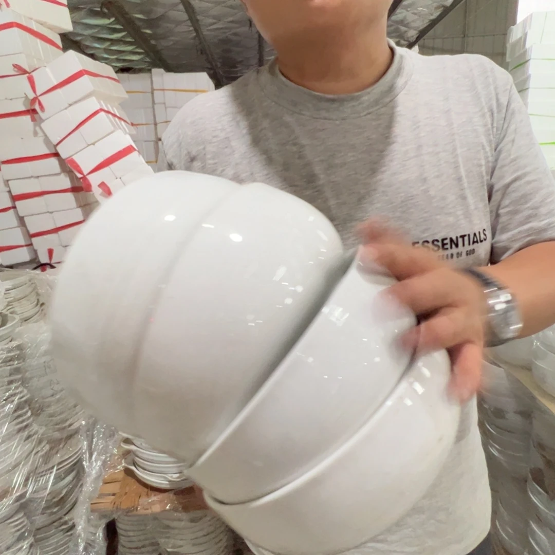 瓷片景德镇陶瓷老胎8寸大汤碗4只