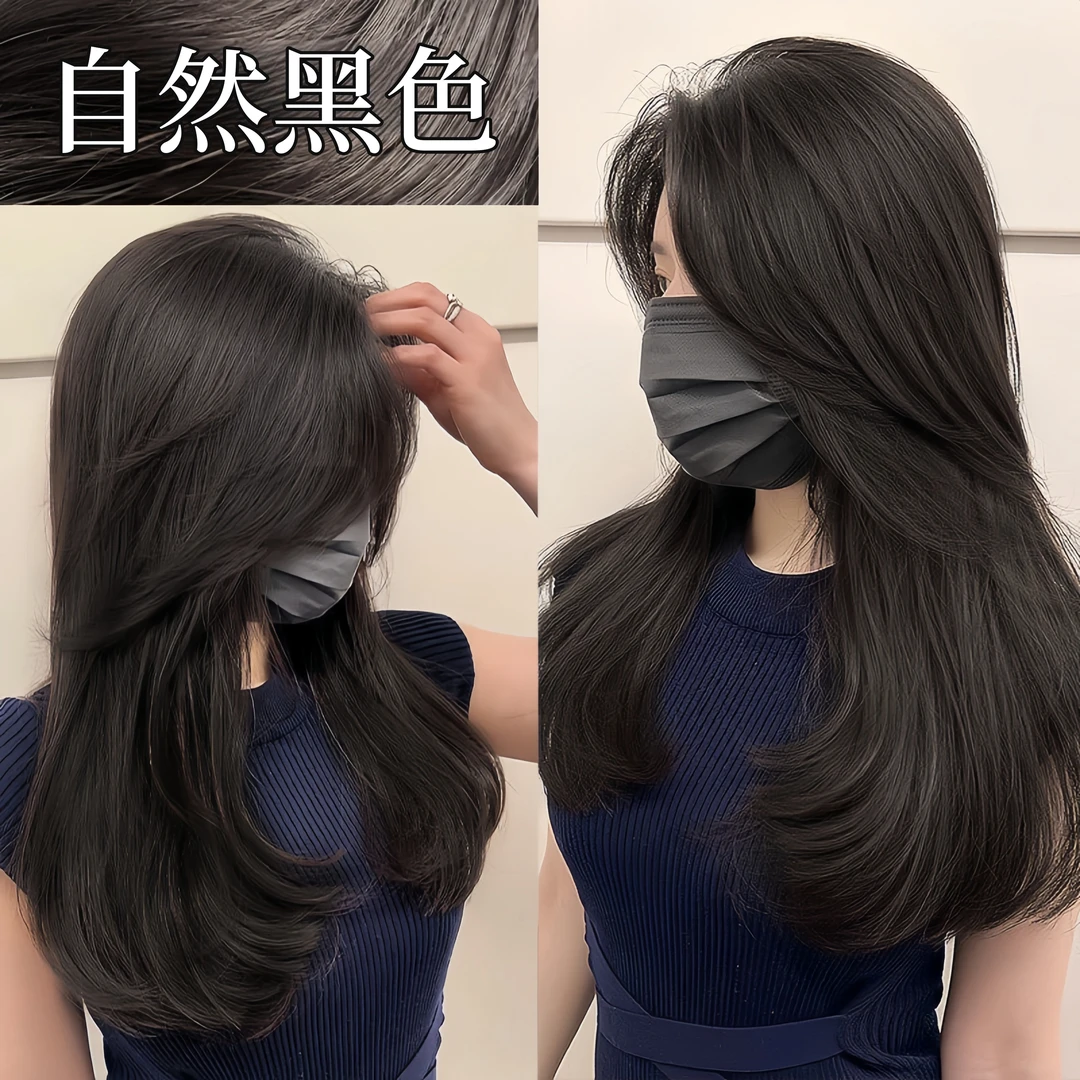 自然黑染发膏自己在家染发流行色染发膏赠送全套染发工具黑色