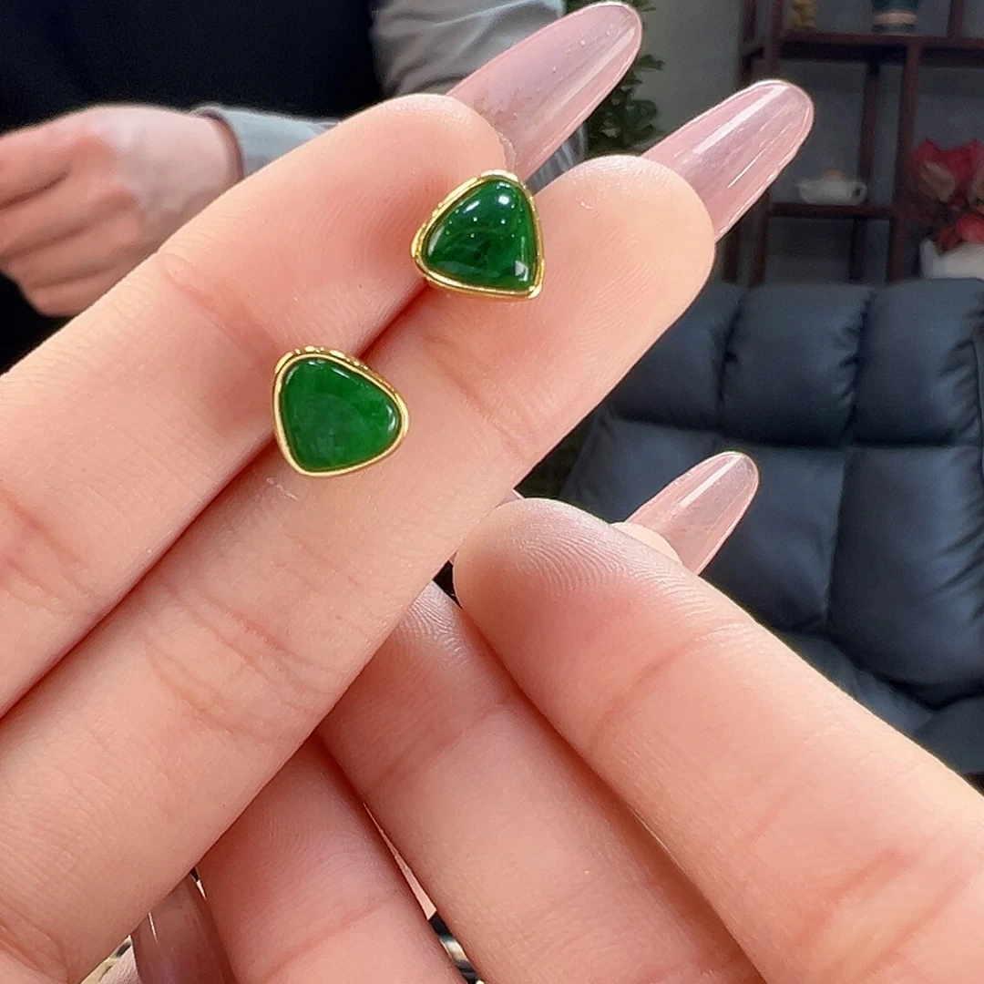 翡翠耳环银S925镶嵌耳环59