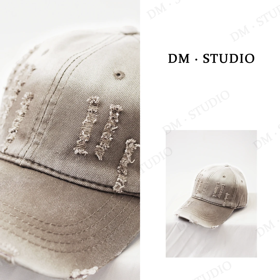 -DM•STUDIO/做旧磨边复古渐变色个性百搭棒球帽鸭舌帽.（9561）