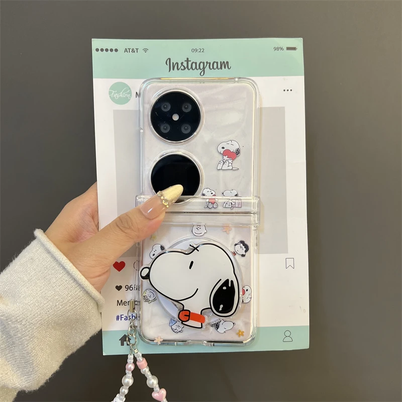 史努比磁吸支架适用华为pocket2折叠屏手机壳p50pocket三星小米女