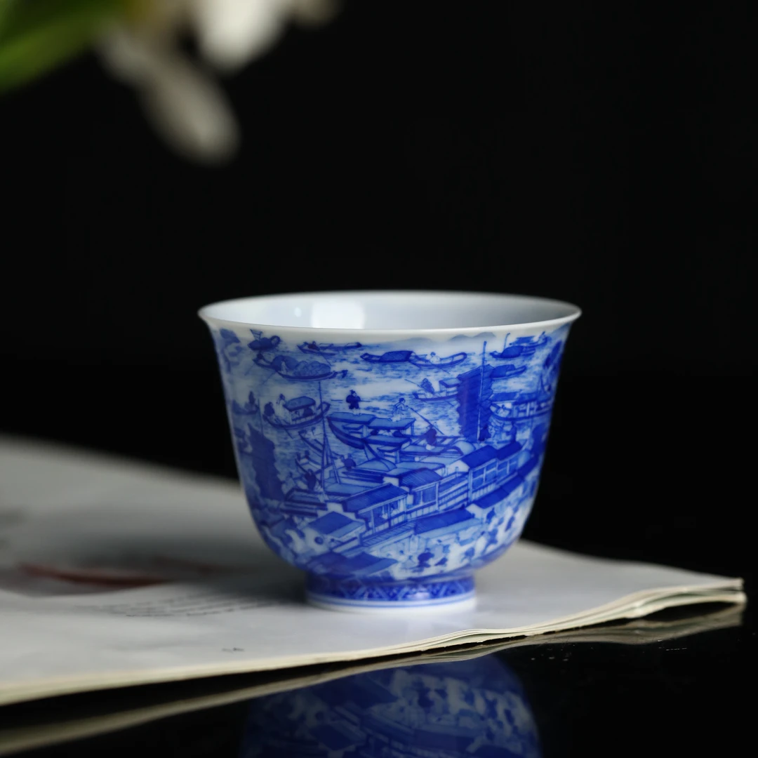 仪贤堂姑苏繁华图铃铛杯全手工陶瓷主人杯