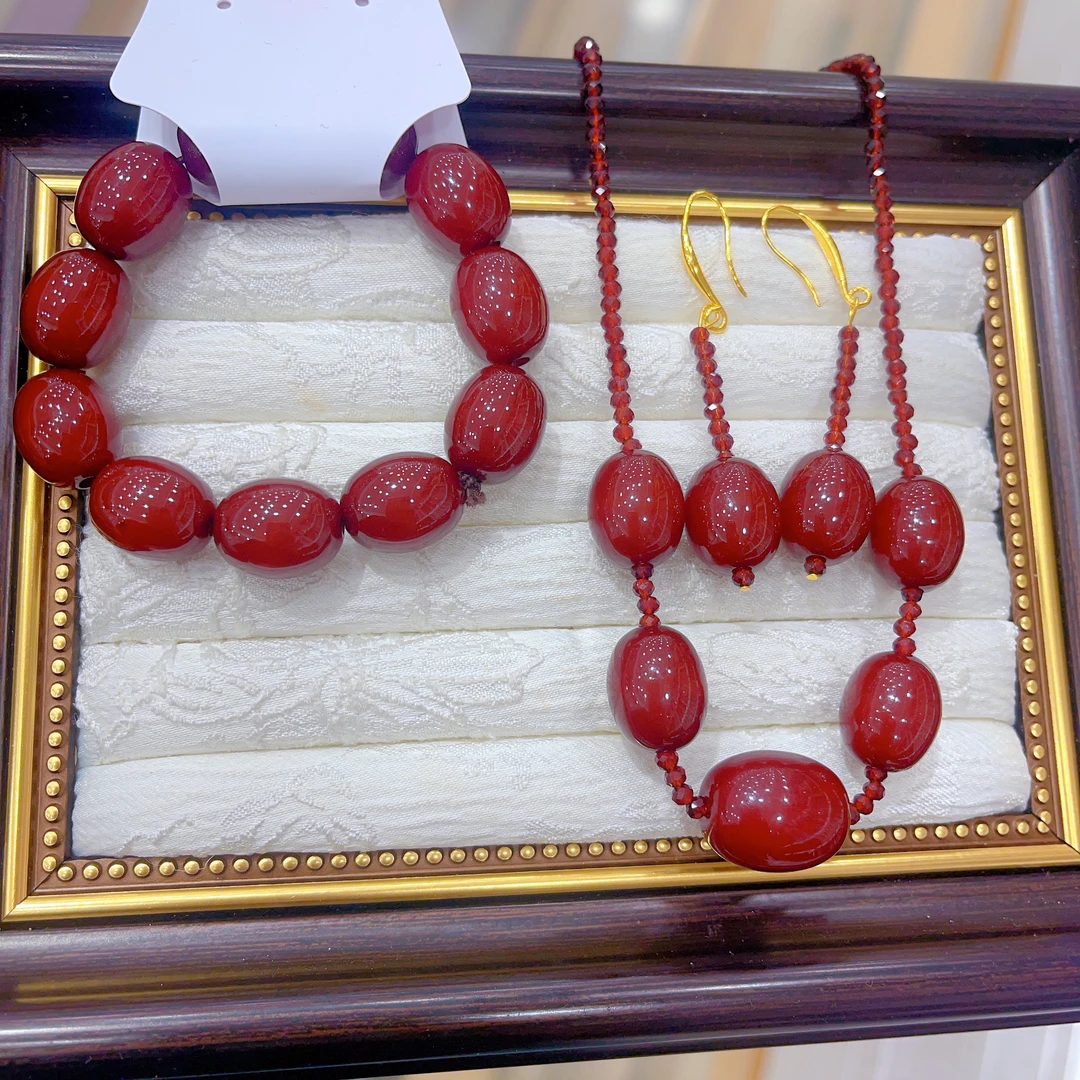 铜合金亚克力项链 359新款kahriwapacun三件套首饰耳环项链手链爆