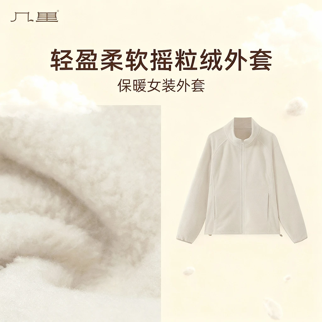 几里与麻 轻盈柔软摇粒绒外套 衣长59胸围103 2091337