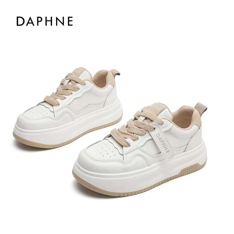 达芙妮板鞋小白鞋女2025春季新款松糕鞋运动休闲鞋时尚简约增高女