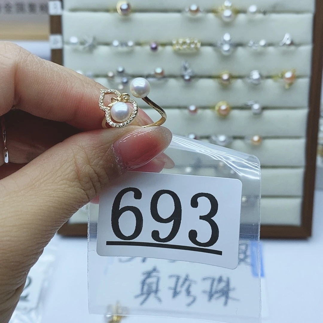 淡水珍珠戒指银S925镶嵌陛*?693