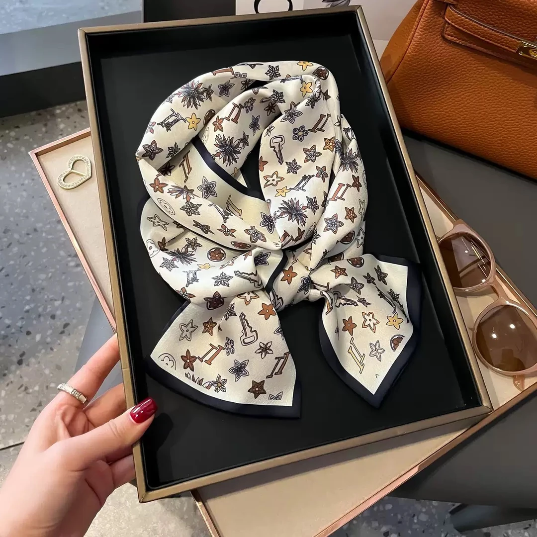 2025新款网红140cm米白星星长条巾丝巾时尚百搭护肩围巾护颈披肩