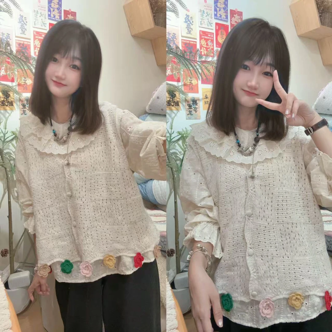 【繁花似锦】秋季新款 森系甜美百搭宽松遮肉显瘦减龄立体花朵马甲