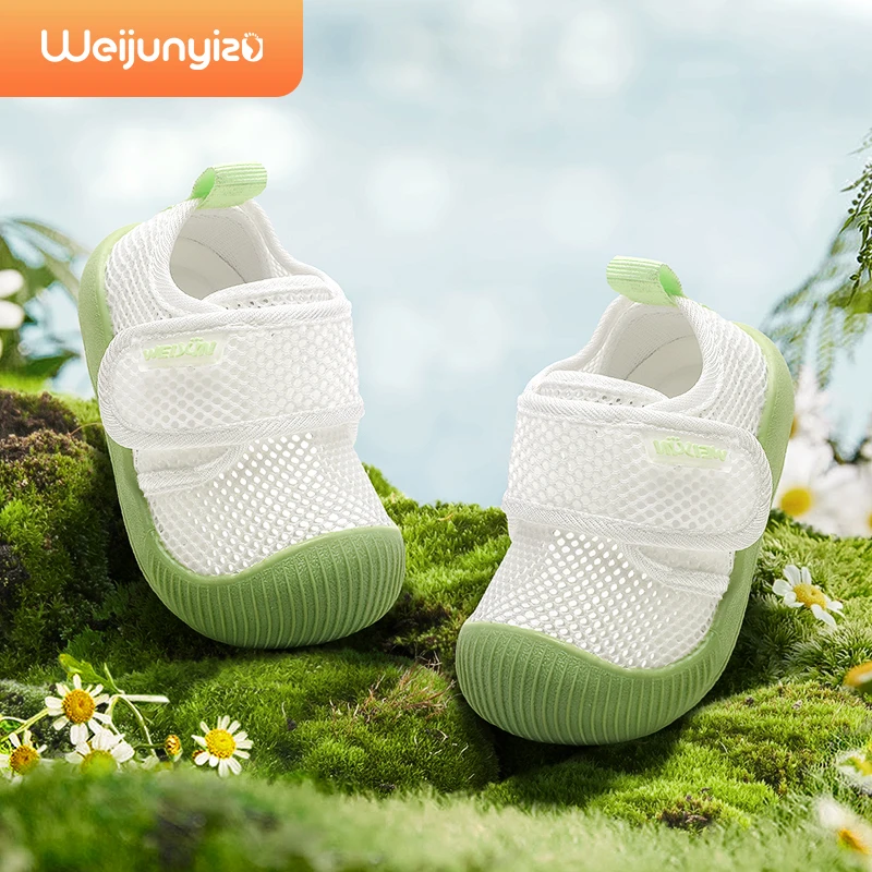 炜俊亿足学步鞋女宝宝凉鞋夏季婴儿鞋子软底防滑男童鞋网面透气鞋