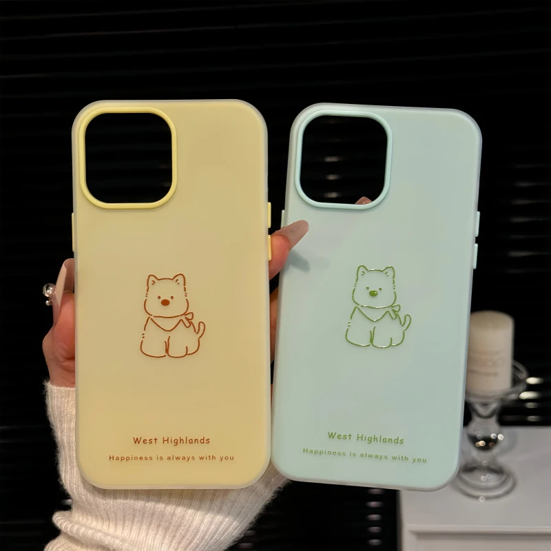 适用苹果16pro创意iPhone15果冻手机壳可爱防摔华为ins线条西高地