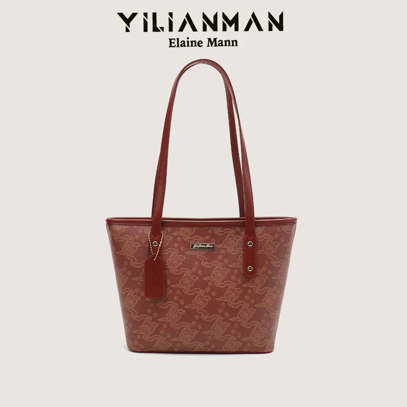 伊莲曼女包原创小众新中式托特小包2025新款红色婚包单肩包包