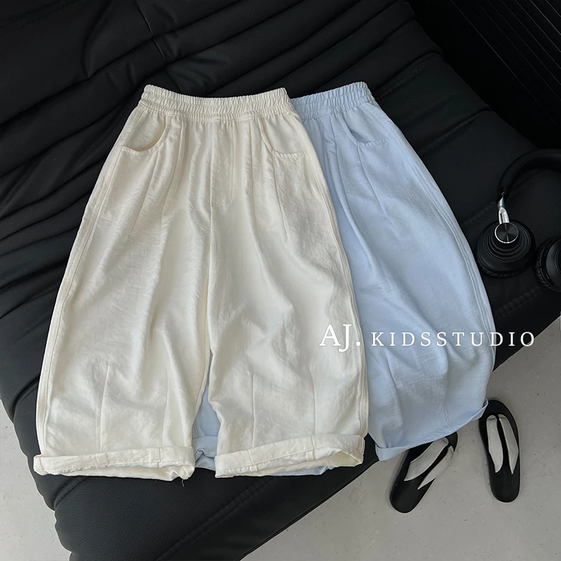 【兔小呗】夏装儿童韩版简约纯色轻薄凉爽阔腿休闲裤MPG5981-PP3