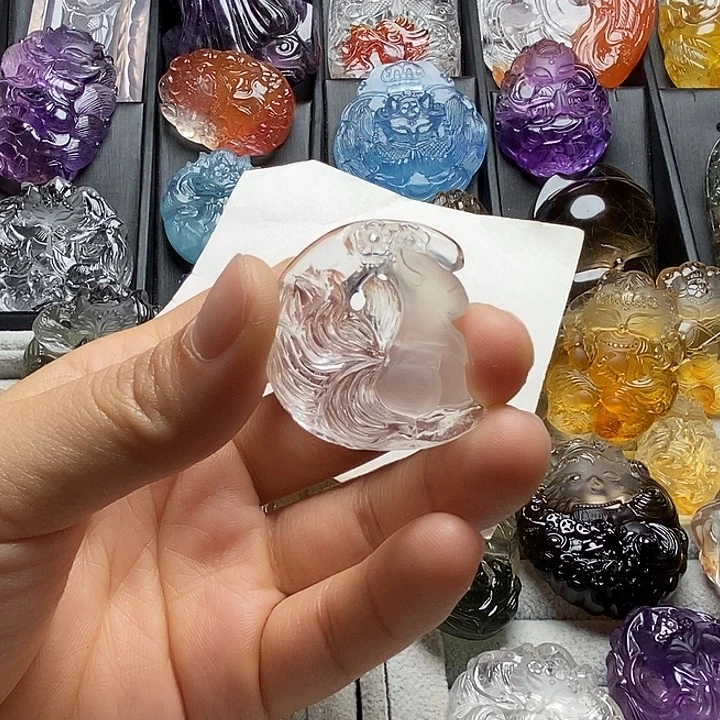 水晶未镶嵌颈饰水晶吊坠