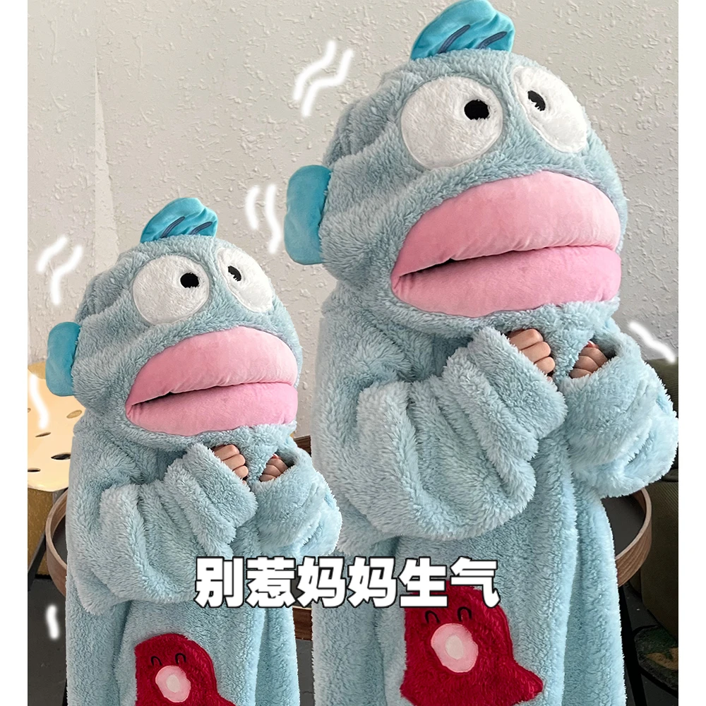 小丑鱼儿童连体睡衣秋冬季加厚珊瑚绒男童法兰绒女童睡袍浴家居服