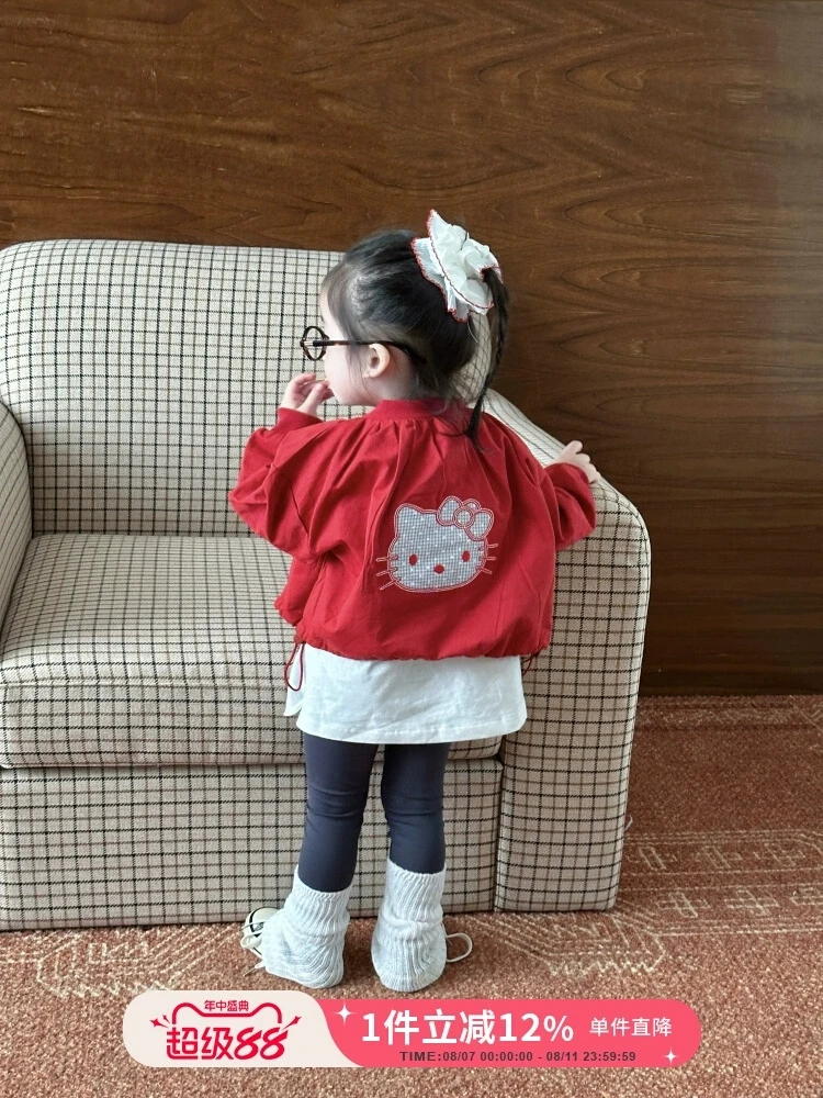 女童秋季2025新款韩版儿童洋气可爱卡通绣花夹克女宝宝休闲外套潮