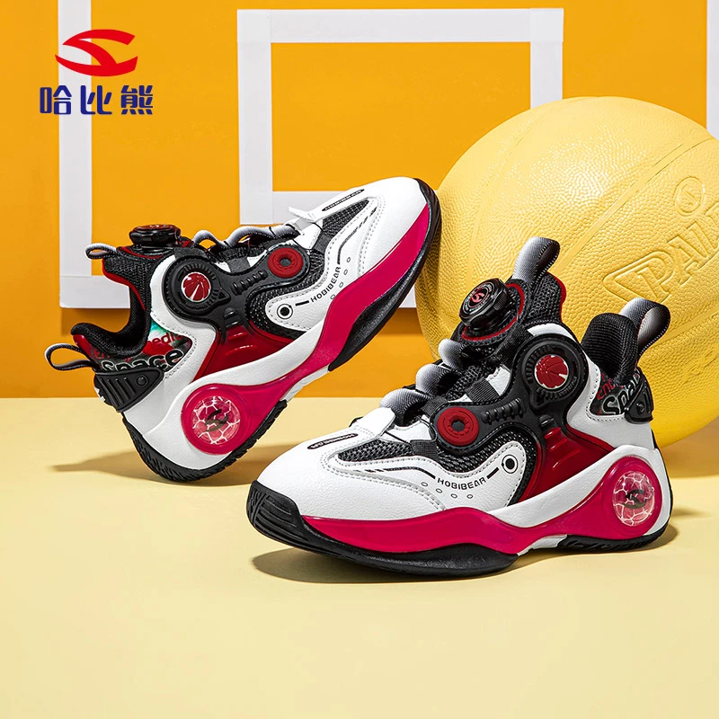 哈比熊春款中大童男童篮球鞋中大童时尚防滑男孩鞋子高帮运动鞋